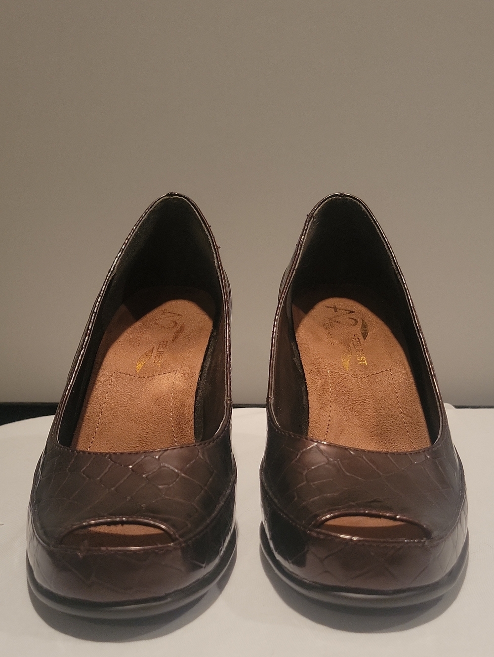 A2 By Aersoles Women's Brown Peep-Toe Heels with Textured Finish